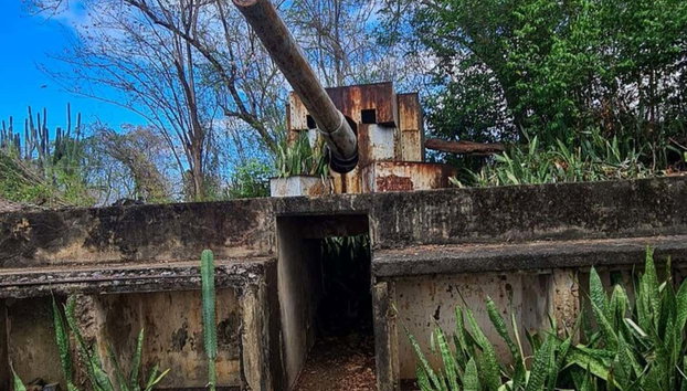 Excursión a las cuevas de Gasparee - Foto 2, Antigua artillería en las afueras de las cuevas de Gasparee