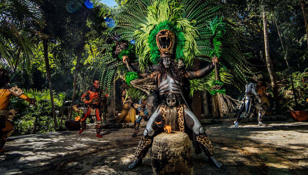 Desfrutando dos espetáculos do parque Xcaret