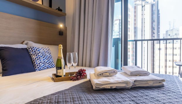 Estúdios com AC e Varanda na Bela Vista - Foto 5, Habitación