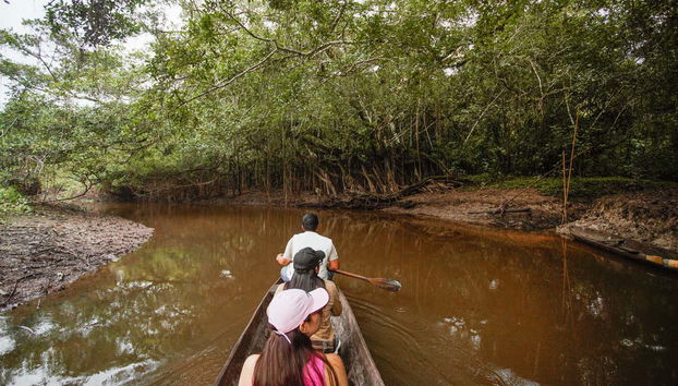 In canoa nella foresta del fiume Avisado