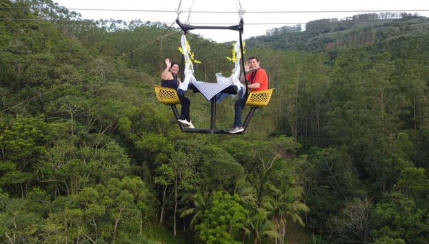 Enjoying a picnic in mid air