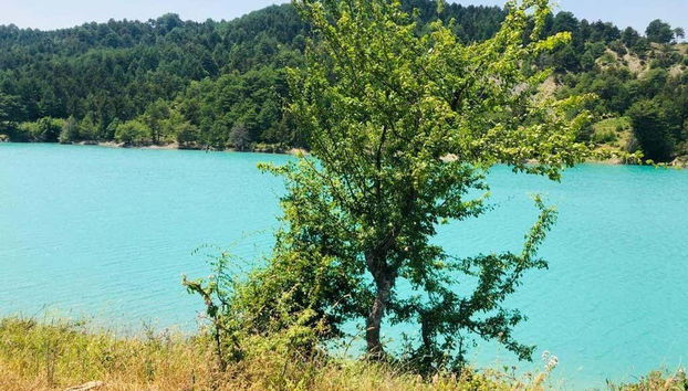 Admirando el lago Dardha