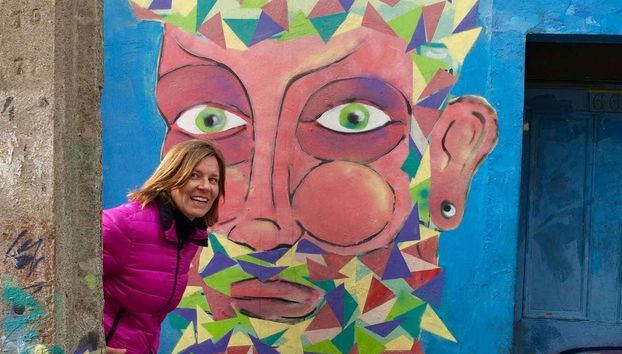 Selfie con i murales di Valparaíso