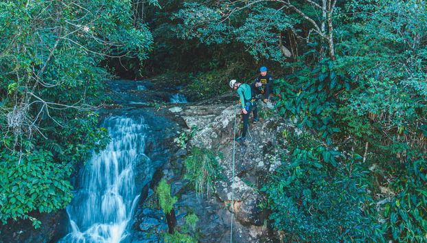 Abseiling at the Praia Grande Waterfall