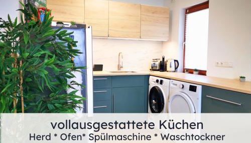 Newman Horizon Apartments Zirndorf - Playmobil Funpark, Nähe Messe Nürnberg und Fürth, 4 Pers, 24h Self Checkin, Waschmaschine, großer Parkplatz - Foto 2, stove, dishwasher, toaster
