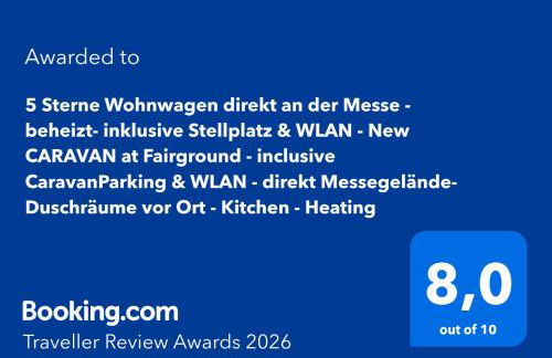 5 Sterne Wohnwagen direkt an der Messe - beheizt- inklusive Stellplatz & WLAN - New CARAVAN at Fairground - inclusive CaravanParking & WLAN - direkt Messegelände-Duschräume vor Ort - Kitchen - Heating - Foto 1