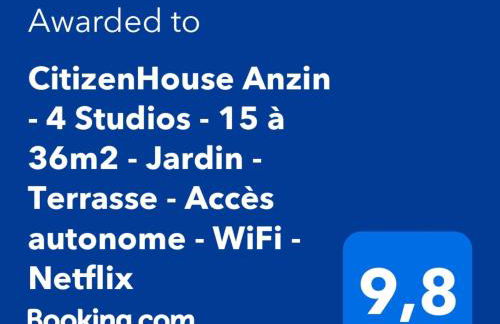 CitizenHouse Anzin - 4 Studios - 15 à 36m2 - Jardin - Terrasse - Accès autonome - WiFi - Netflix - Foto 2