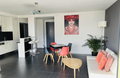 T2 Front de Mer 2pers 1 minute de la plageT2 de 44 m2 plus terrasse 16m2 , vue mer panoramique et en face de la plage Cet appartement refait à neuf bénéficie d'un confort et d un équipement optima Cet appartement est idéal pour 2 personnes avec sa chamb - Foto 6