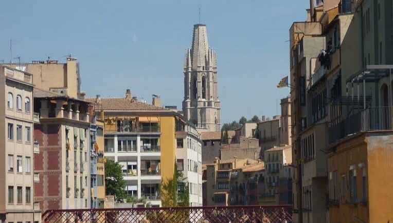 Views of Girona with the basilica in the background
