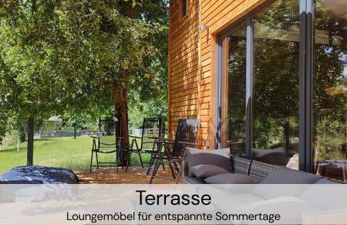 TinyHousebeiDresden mit Faßsauna unser größtes winziges Häuschen für bis zu 7 Personen, Kaminofen, große Terrasse - Nähe Sächsische Schweiz - Von Juni - September Mindestmietzeit 1 Woche Sa-Sa - Foto 22