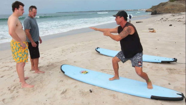 Taking the class on the beach