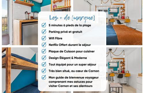 Studio cabine AZUR ,5 min mer -5 min Arena - clim - parking gratuit privée - 4 personnes - Foto 3