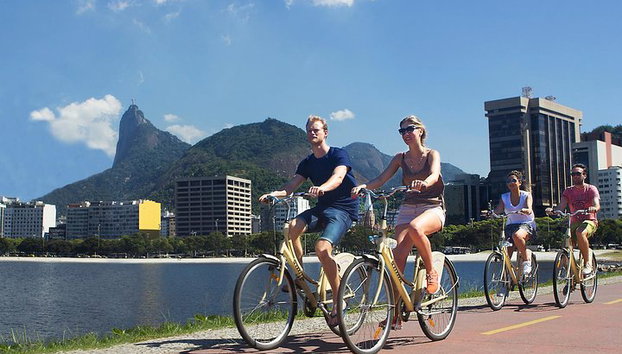 Small-Group Panoramic Bike Tour in Rio de Janeiro - Photo 2, Biking with a view of Christ Statue